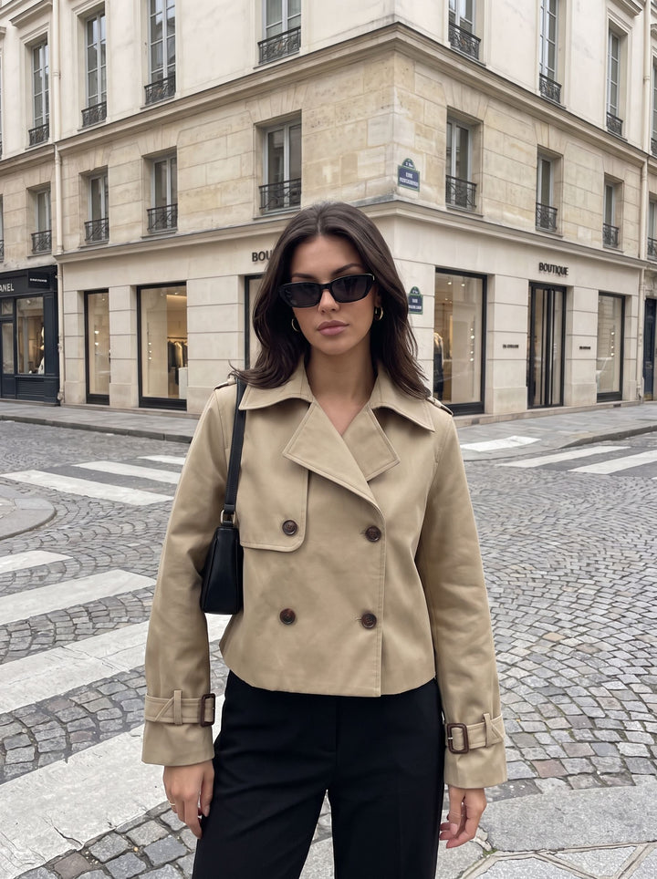 Double Breasted Cropped Trench Coat