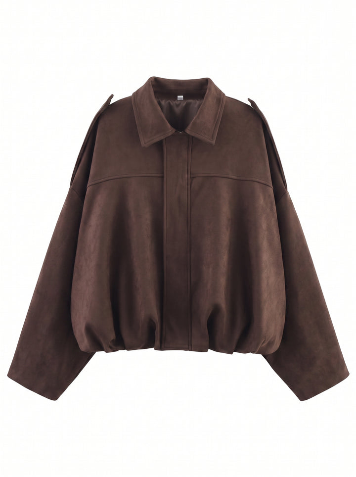 Oversized Suede Bubble Hem Jacket