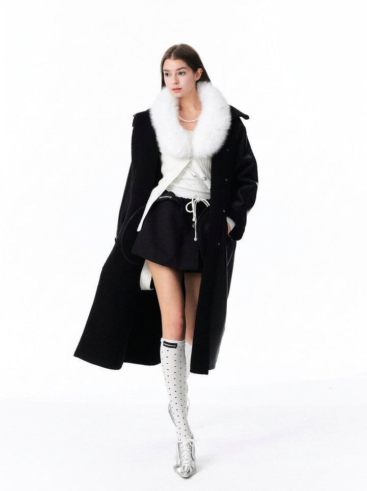 Faux Fur Trim Ribbed Cardigan