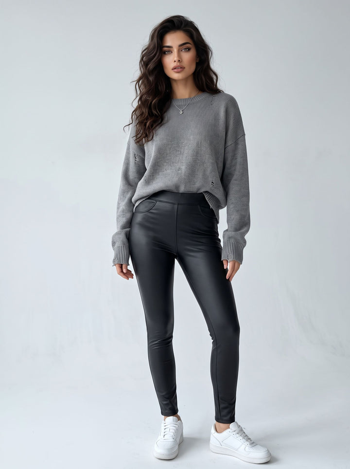 High Waisted Faux Leather Leggings
