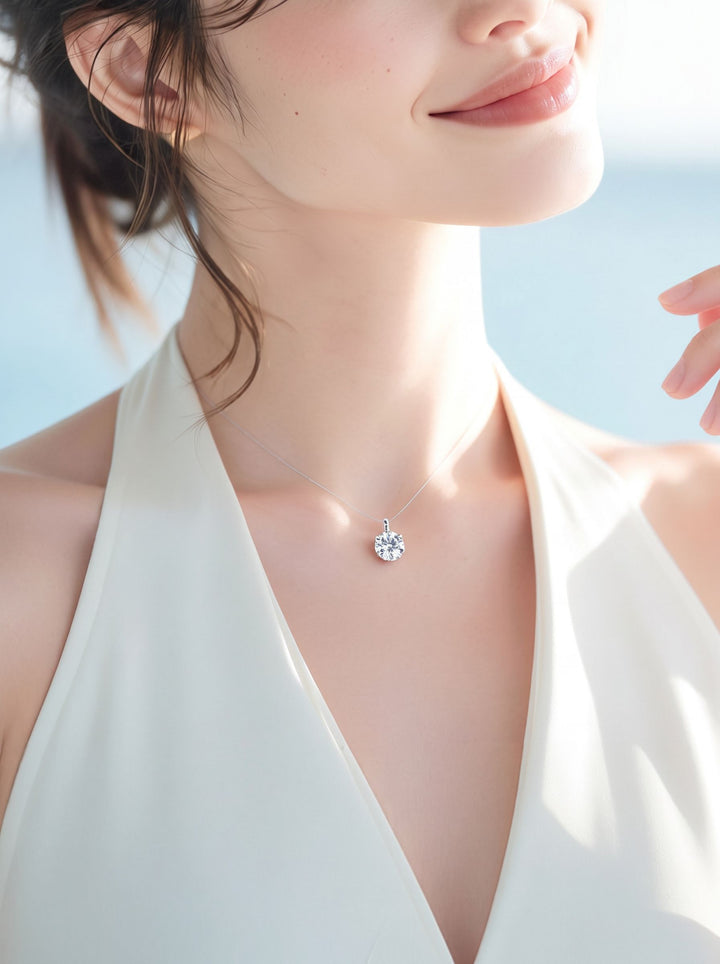 Minimalist Invisible Floating Diamond Necklace