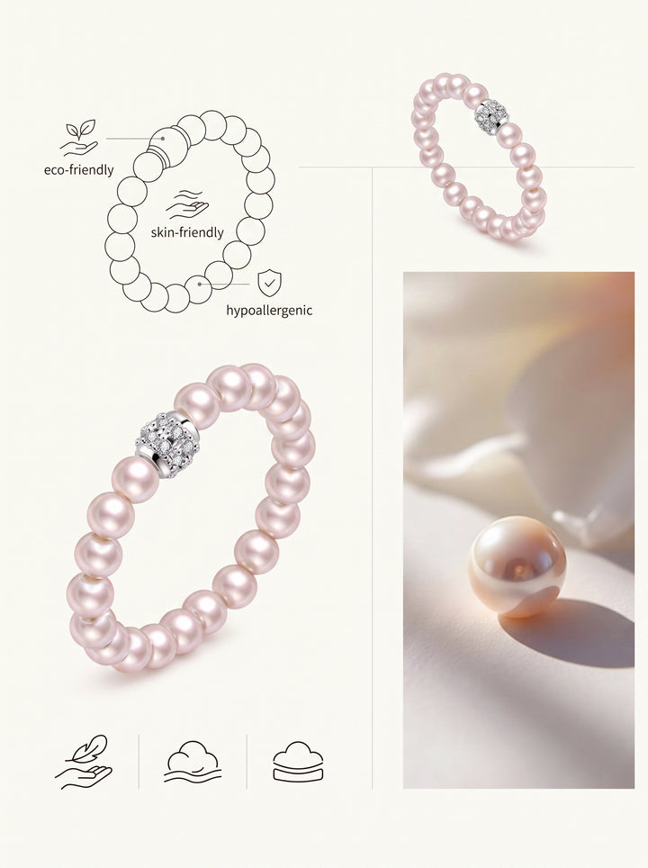 Elegant Crystal Pearl Beaded Ring