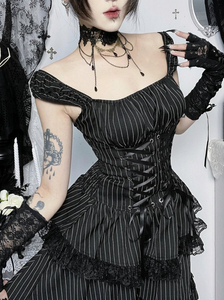 Gothic Lace Corset Mini Dress