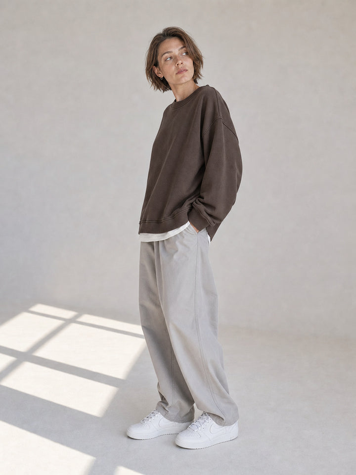 Oversized Mock Neck Pullover Sweatshirt