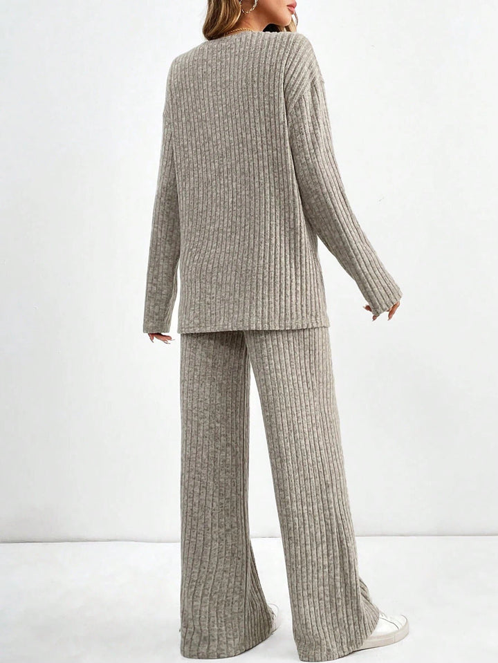 Cozy Ribbed Knit Lounge Pants Set