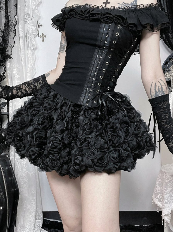 Gothic Lace Trim Corset Top