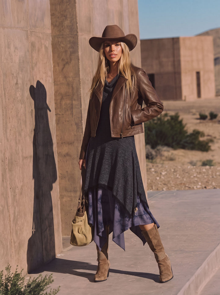 Classic Brown Cropped Faux Leather Jacket