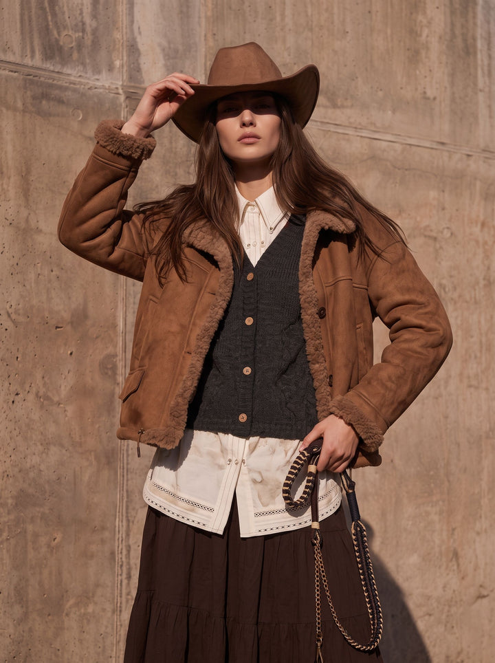 Cozy Faux Suede Sherpa Jacket