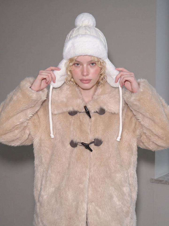Cozy Faux Fur Pom Trapper Hat