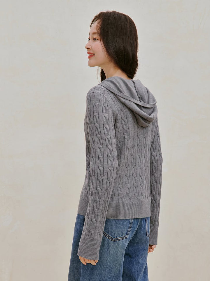 Cable Knit Zip Up Cardigan