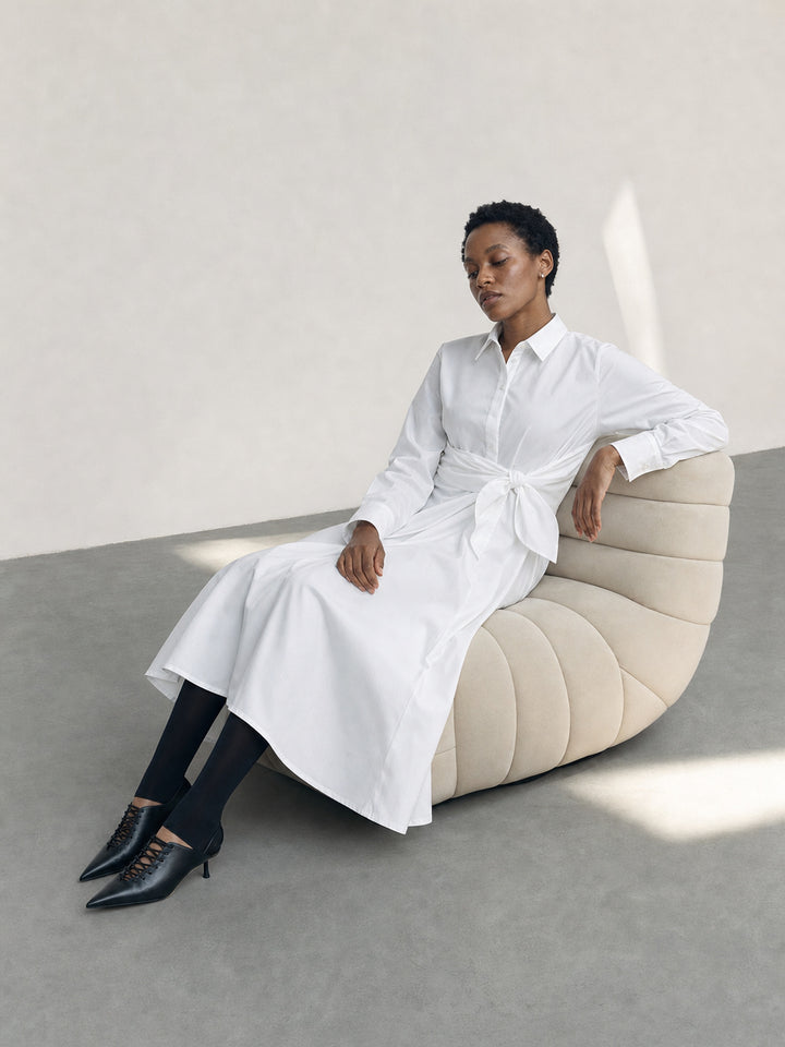 Ruched Waist Button Down Shirt