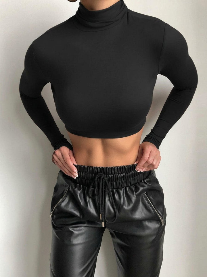 Seamless Mock Neck Cropped Tee