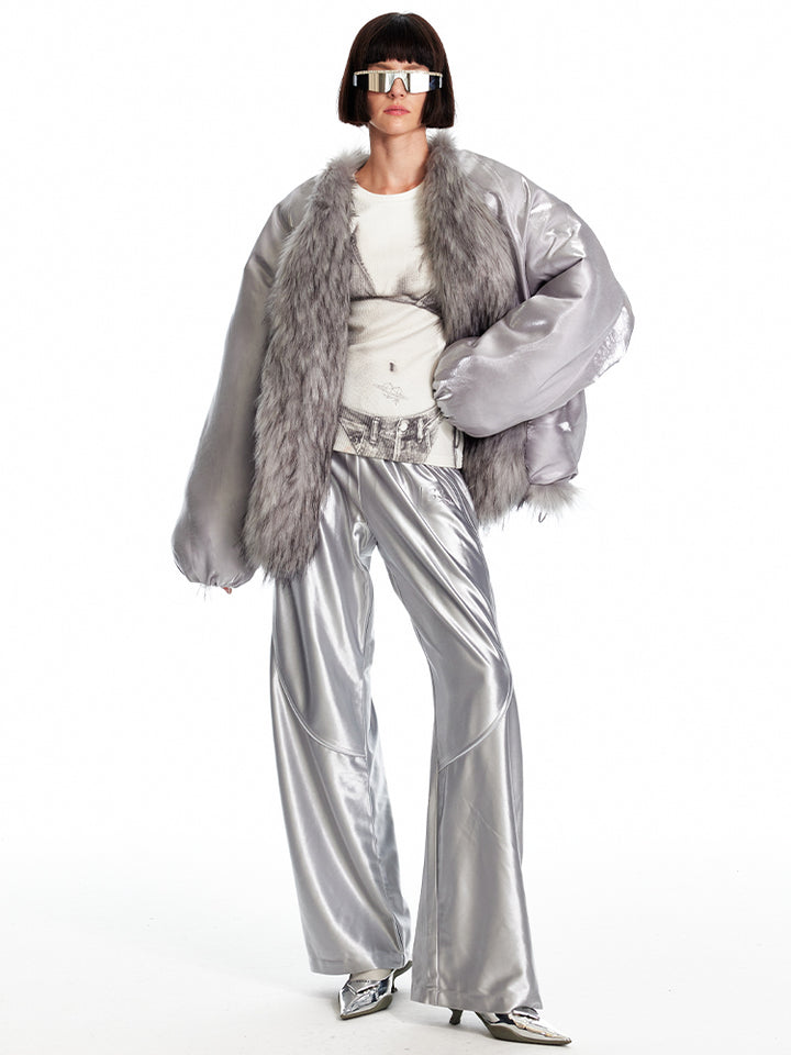 Metallic Oversized High Waisted Pants