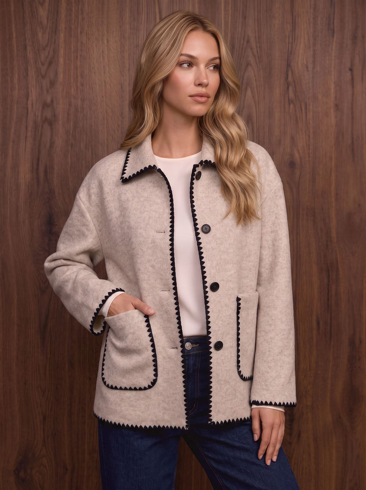 Contrast Trim Wool Blend Jacket