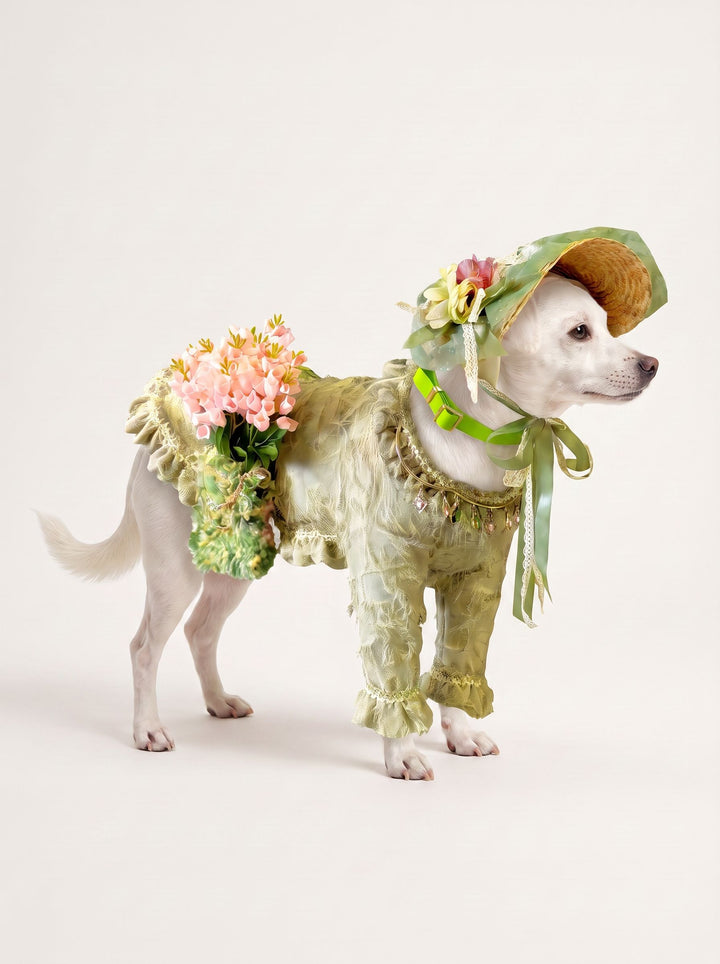 Vintage Ruffled Floral Dog Dress