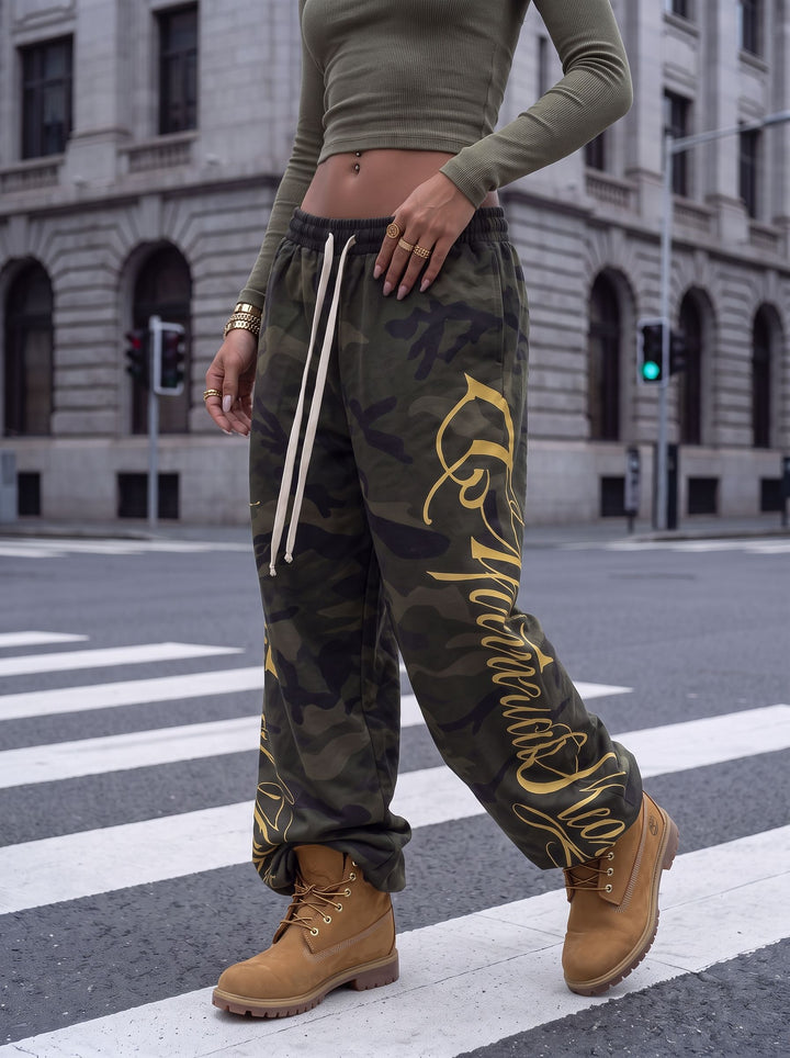 Oversized Camo Graphic Print Jogger Pants