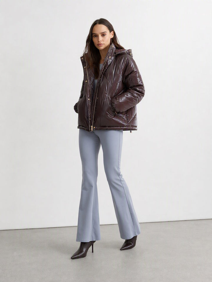 Glossy Hooded Puffer Jacket