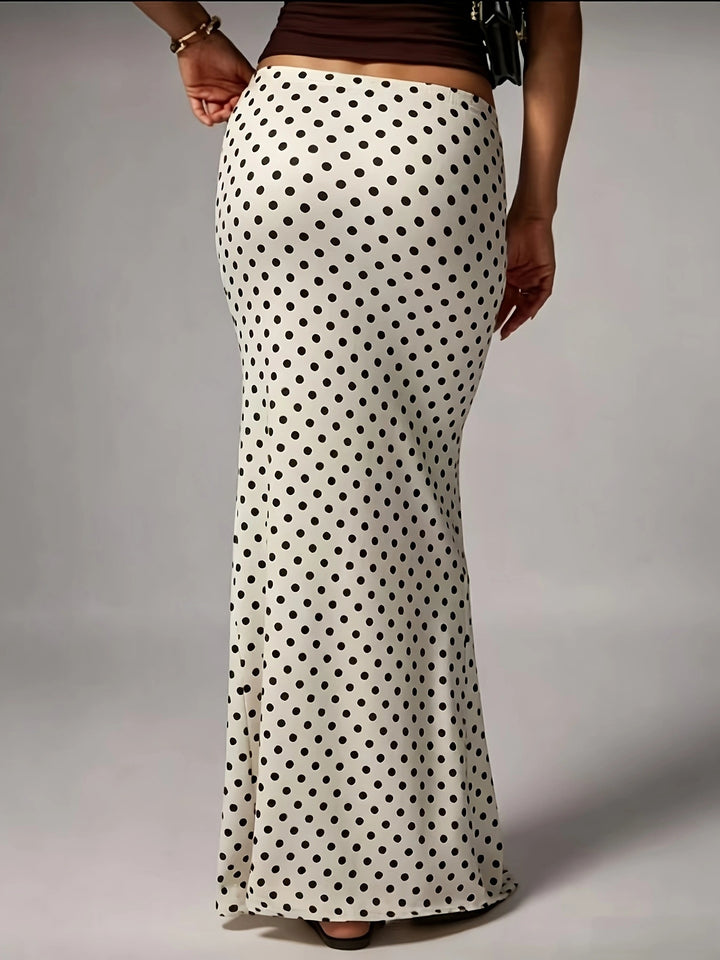 High Waisted Polka Dot Maxi Skirt