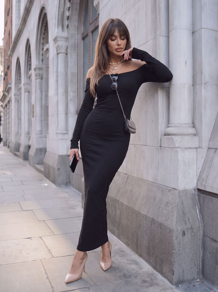 Elegant Off Shoulder Bodycon Maxi Dress