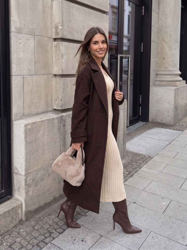 Ribbed Knit Long Sleeve Maxi Dress