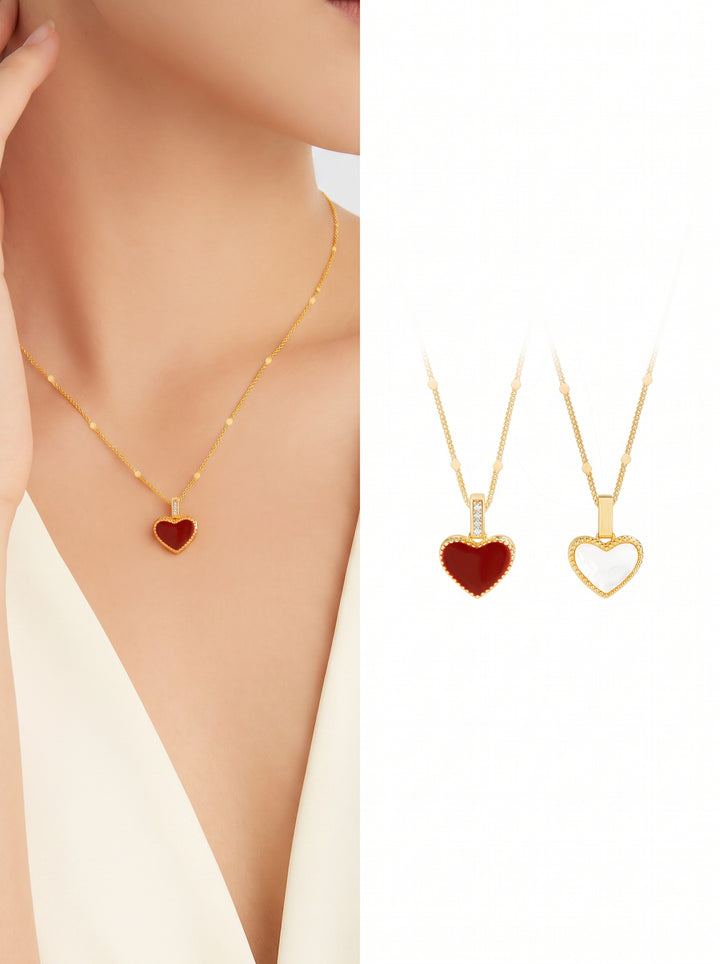 Dainty Reversible Heart Pendant Necklace