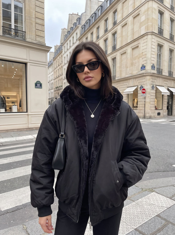 Reversible Oversized Faux Fur Puffer Jacket