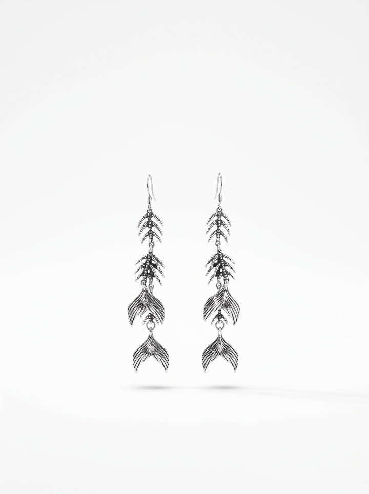 Edgy Gothic Fish Bone Earrings