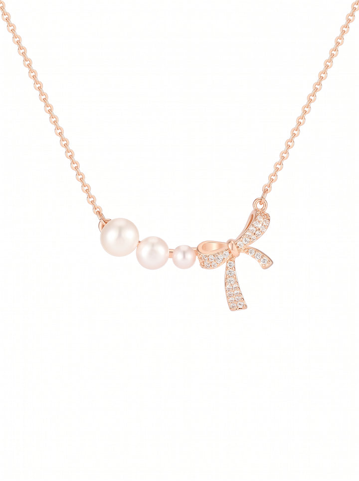 Elegant Pearl Bowknot Gold Necklace