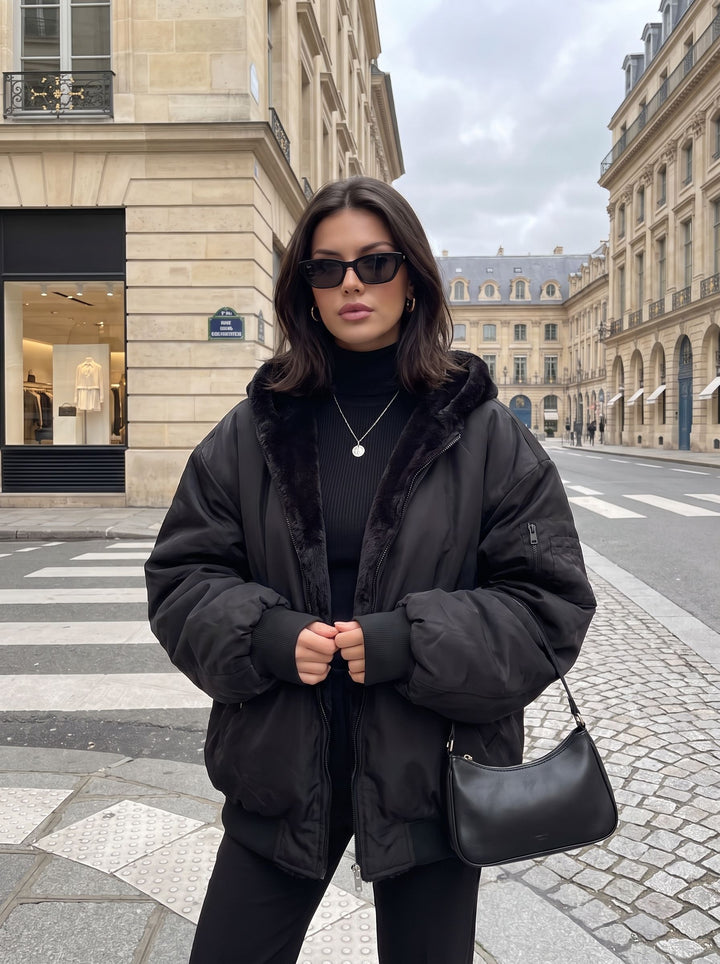 Reversible Oversized Faux Fur Puffer Jacket