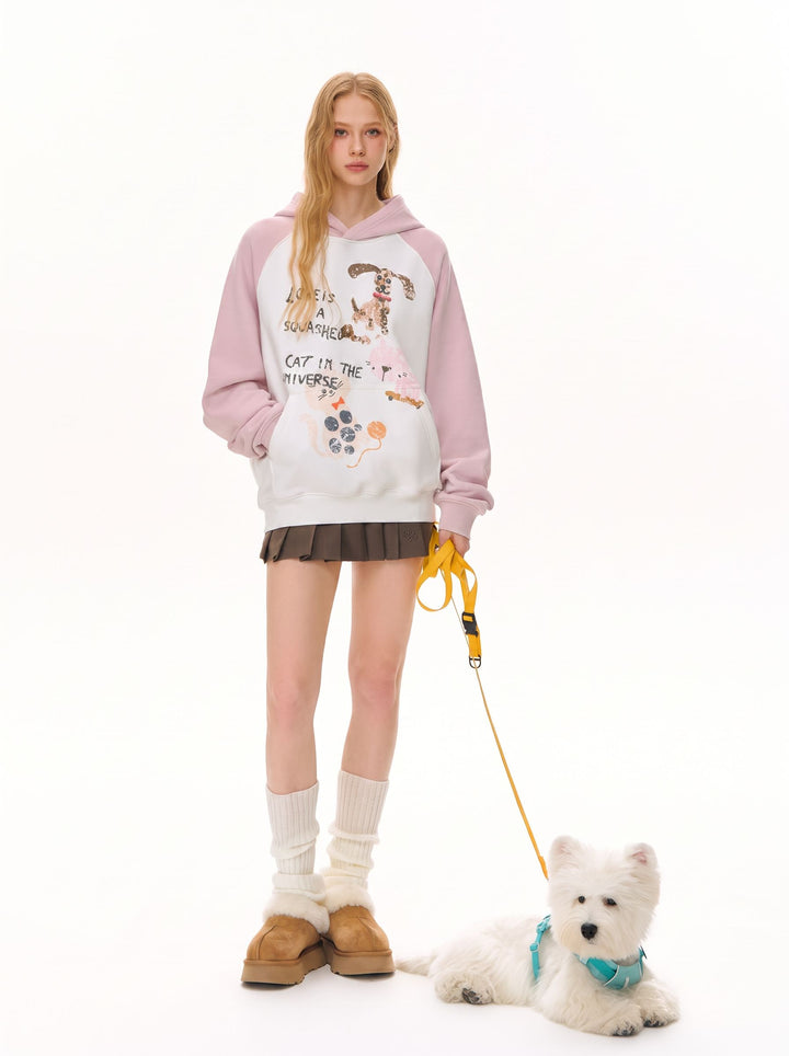 Oversized Graphic Raglan Sleeve Hoodie