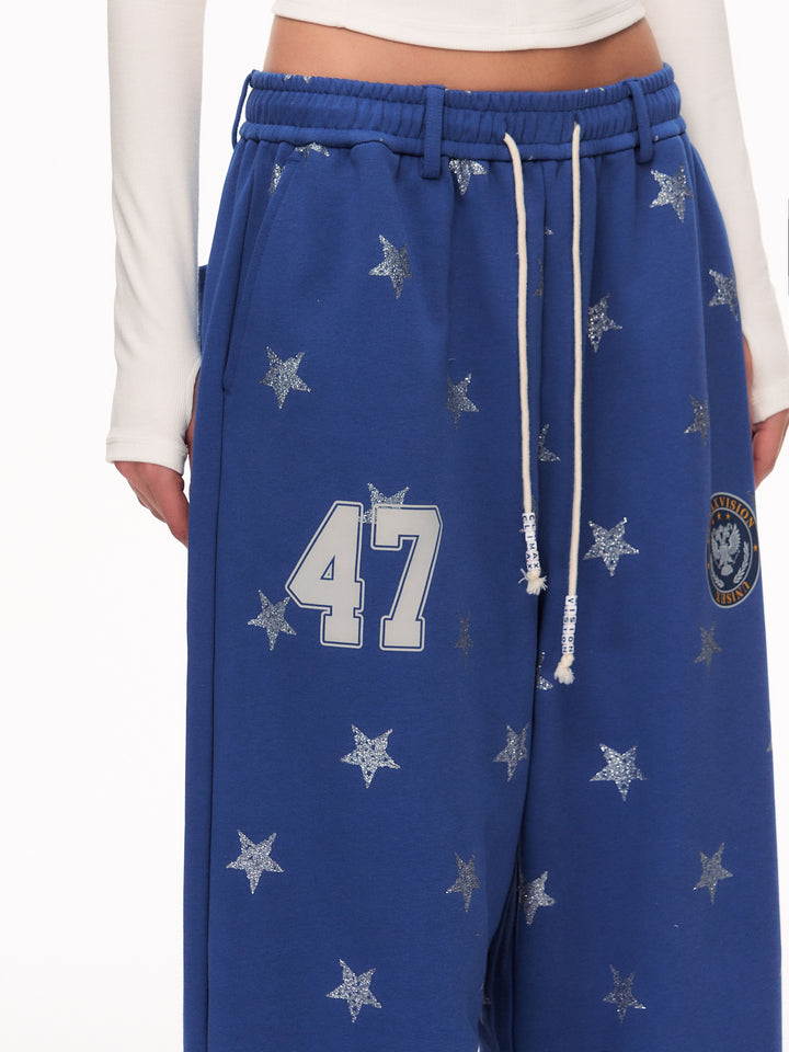 Sparkly Star Print Baggy Sweatpants