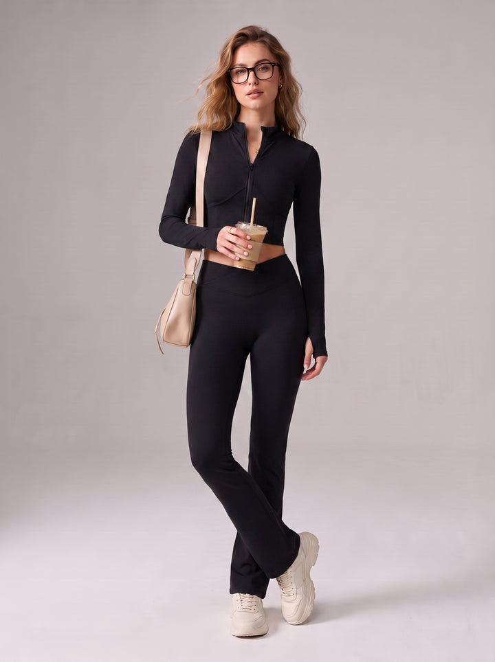 Seamless Zip Up Flare Legging Set