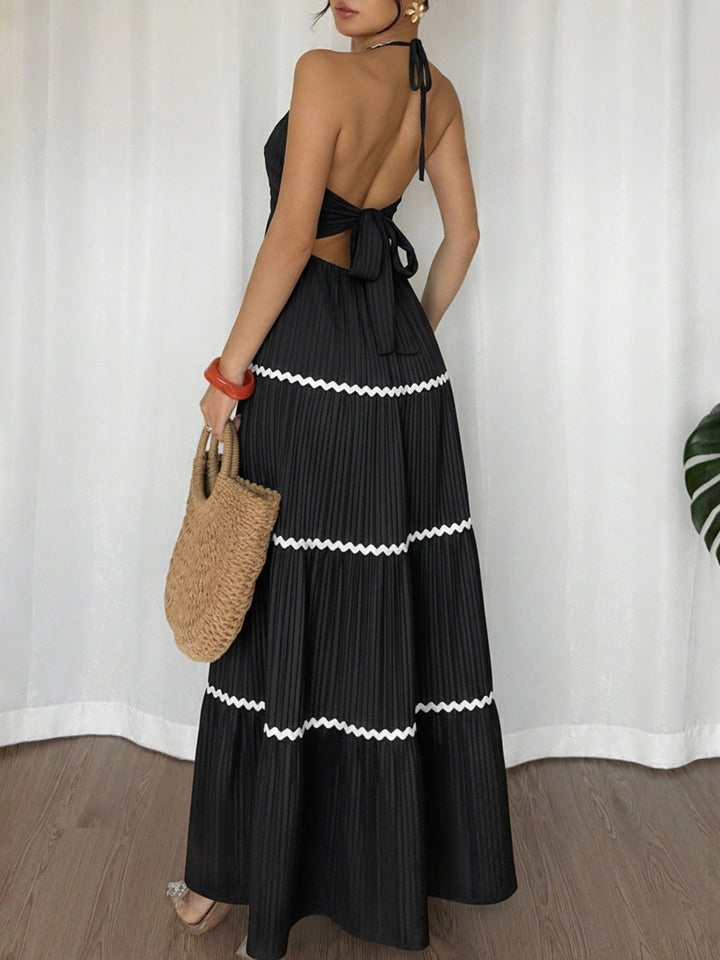 Halter Neck Tiered Edgy Maxi Dress