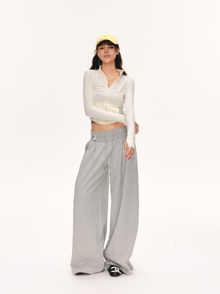 Low Rise Drawstring Wide Leg Pants