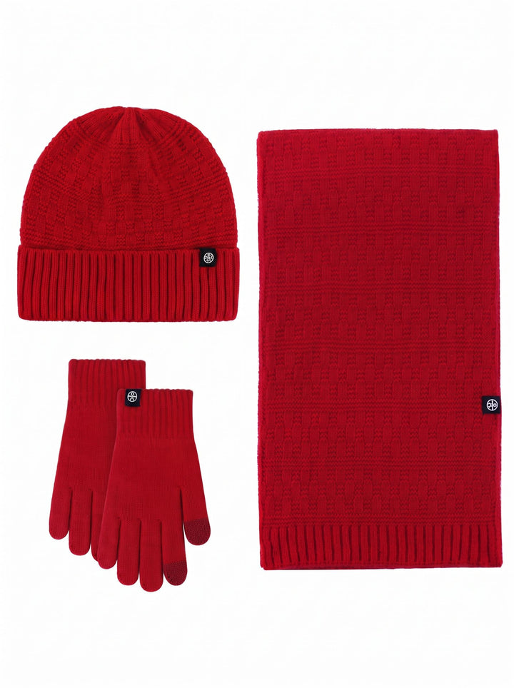 Cozy Thermal Winter Knit Beanie Hat 3‑Piece Set