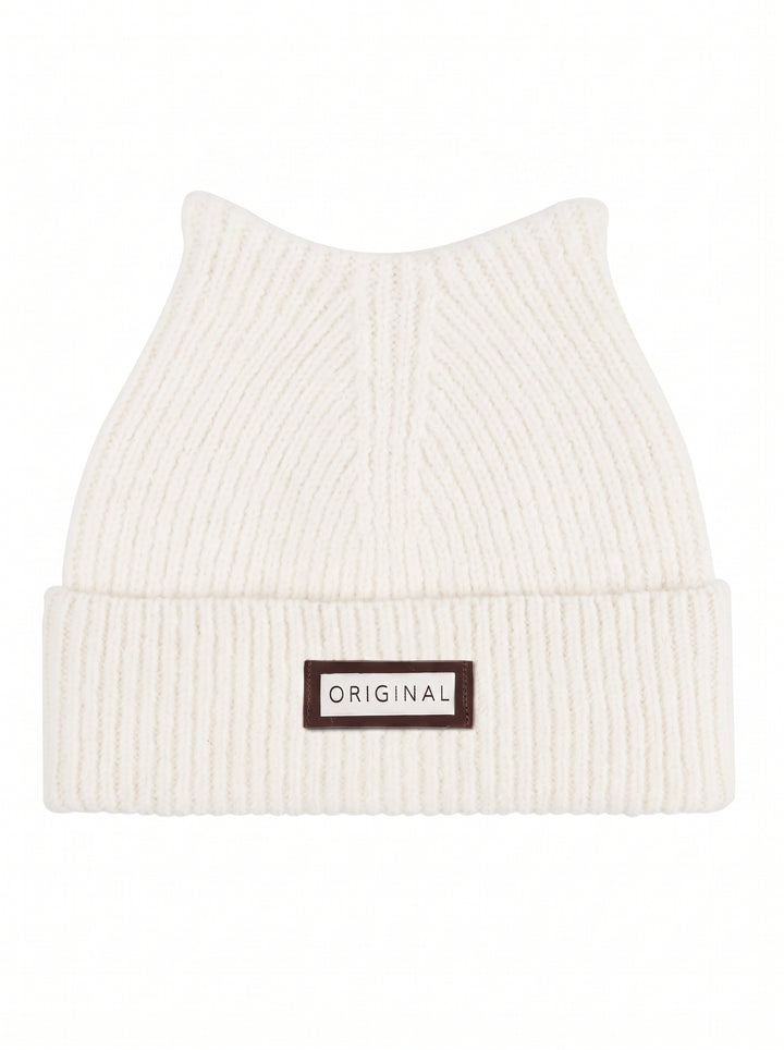 Cute Cat Ear Ribbed Knit Beanie