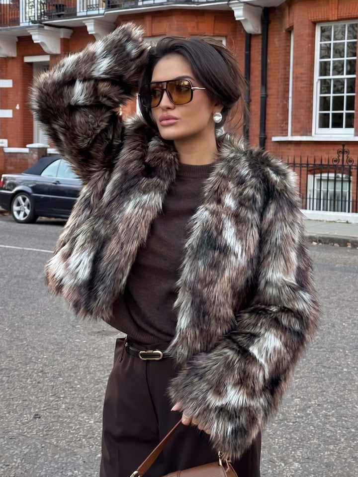 Cropped Fluffy Faux Fur Coat