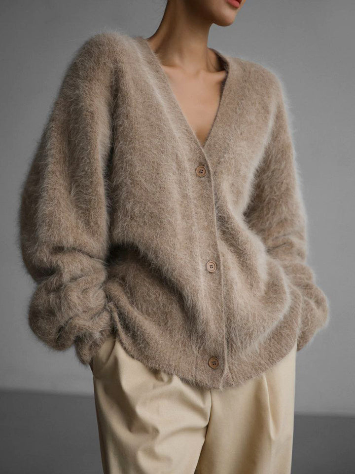 Fluffy Oversized White Cardigan Sweater