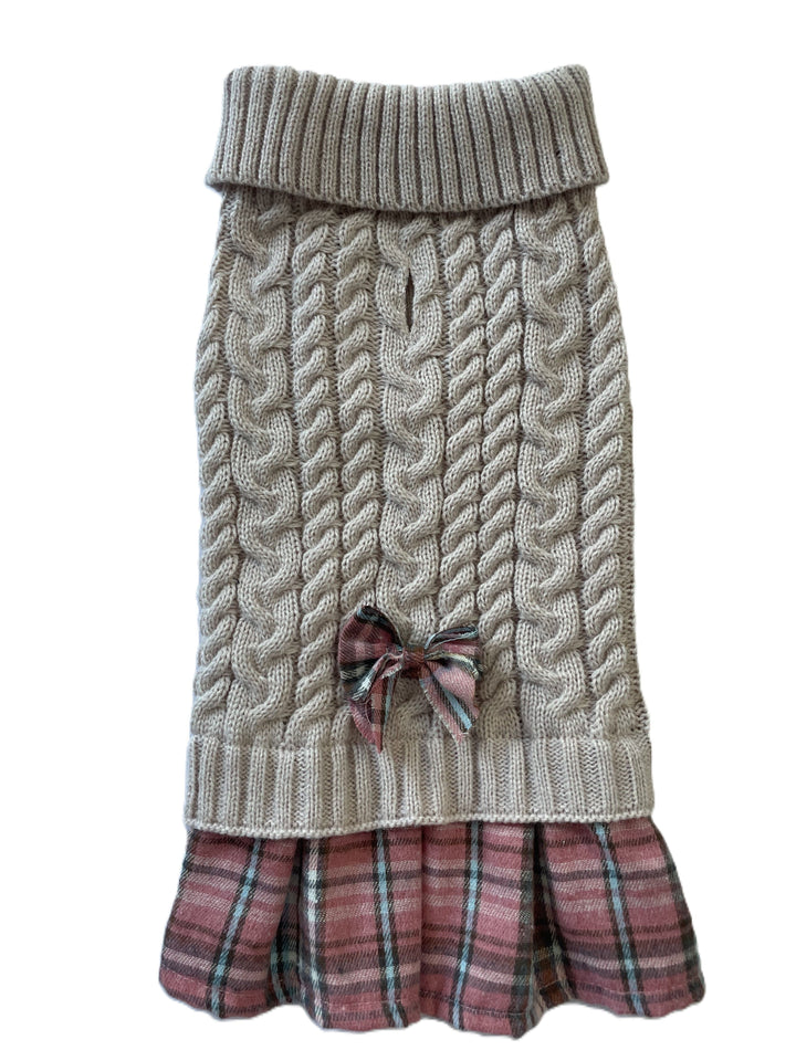 Cozy Cable Knit Dog Sweater Dress