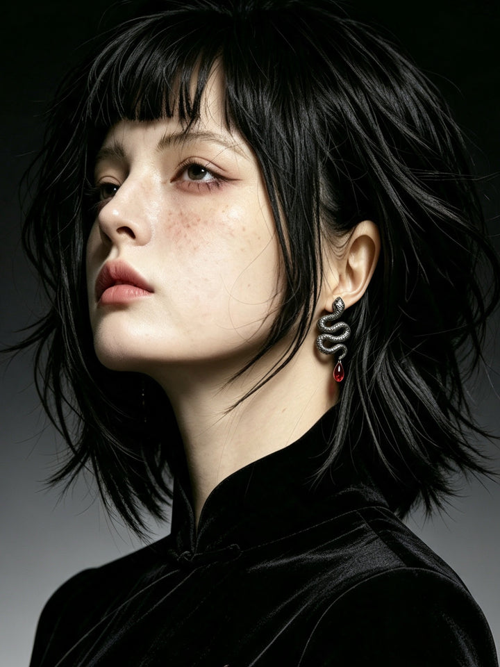 Gothic Dangle Snake Stud Earrings