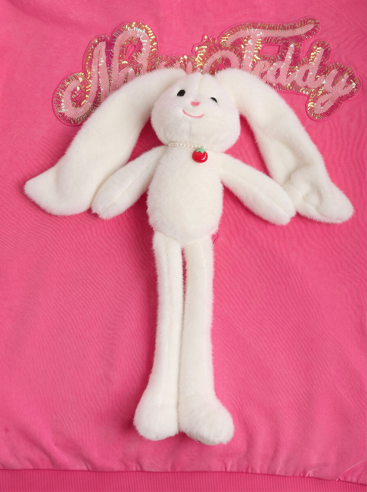 Cute Bunny Graphic Sequin Hooded Jacket