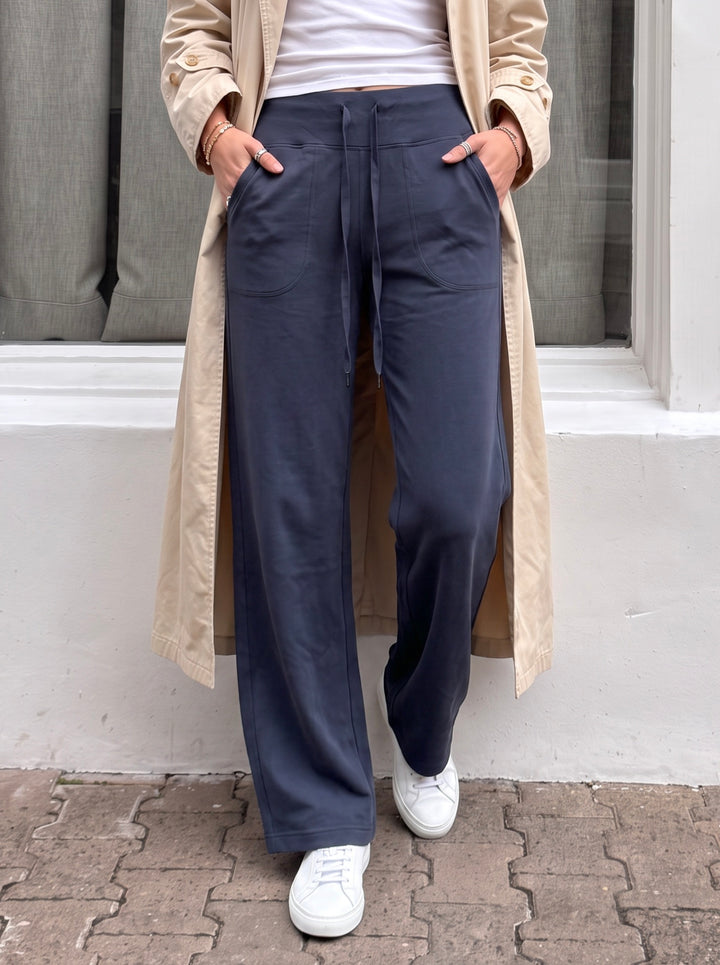 High Waisted Drawstring Wide Leg Pants
