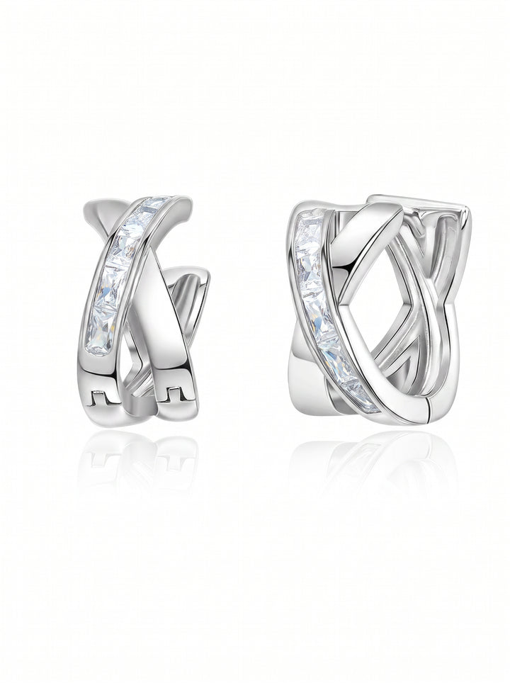 Elegant Sparkling Cross Huggie Earrings