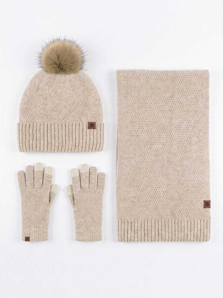 Cozy Warm Winter Hat Scarf 3‑Piece Set