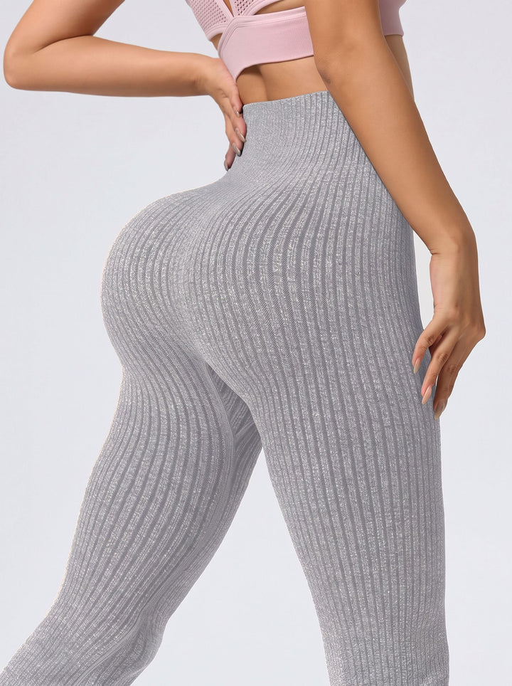 High Waisted Ribbed Flare Yoga Pants