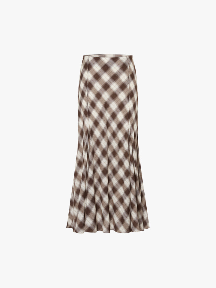 Checked Mermaid Maxi Skirt