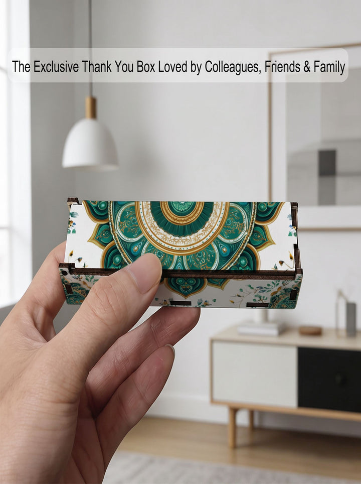 Teal and Gold Mandala Pattern Storage Box