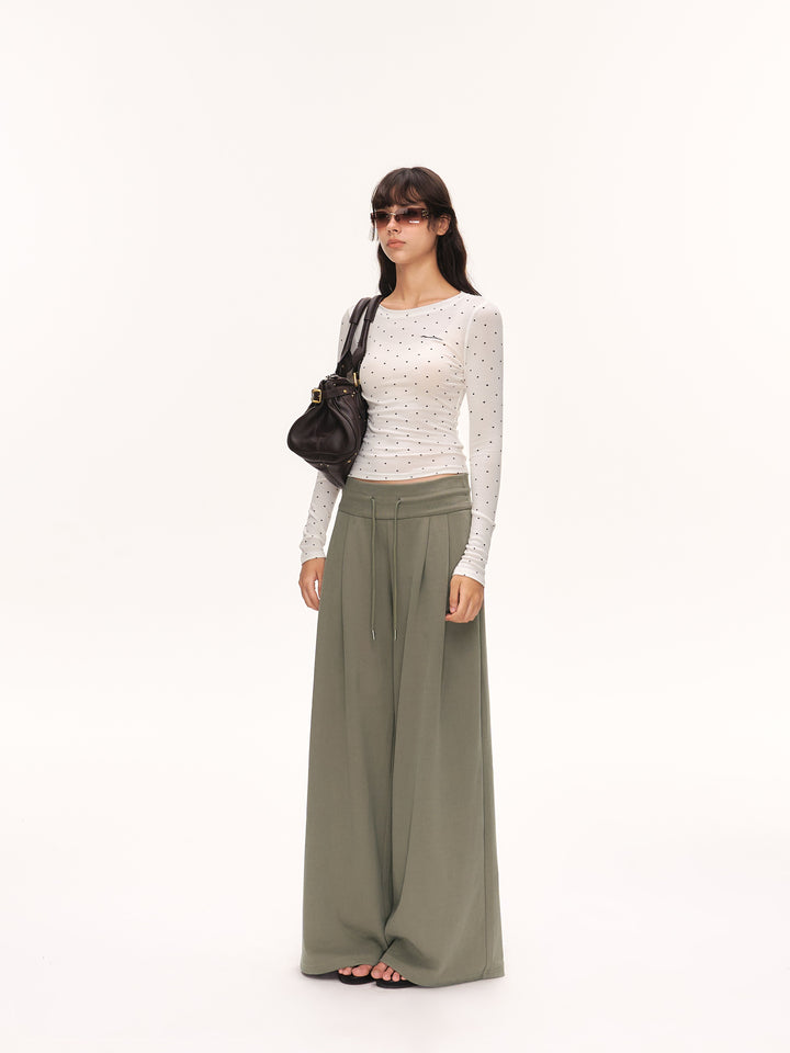 Low Rise Drawstring Wide Leg Pants