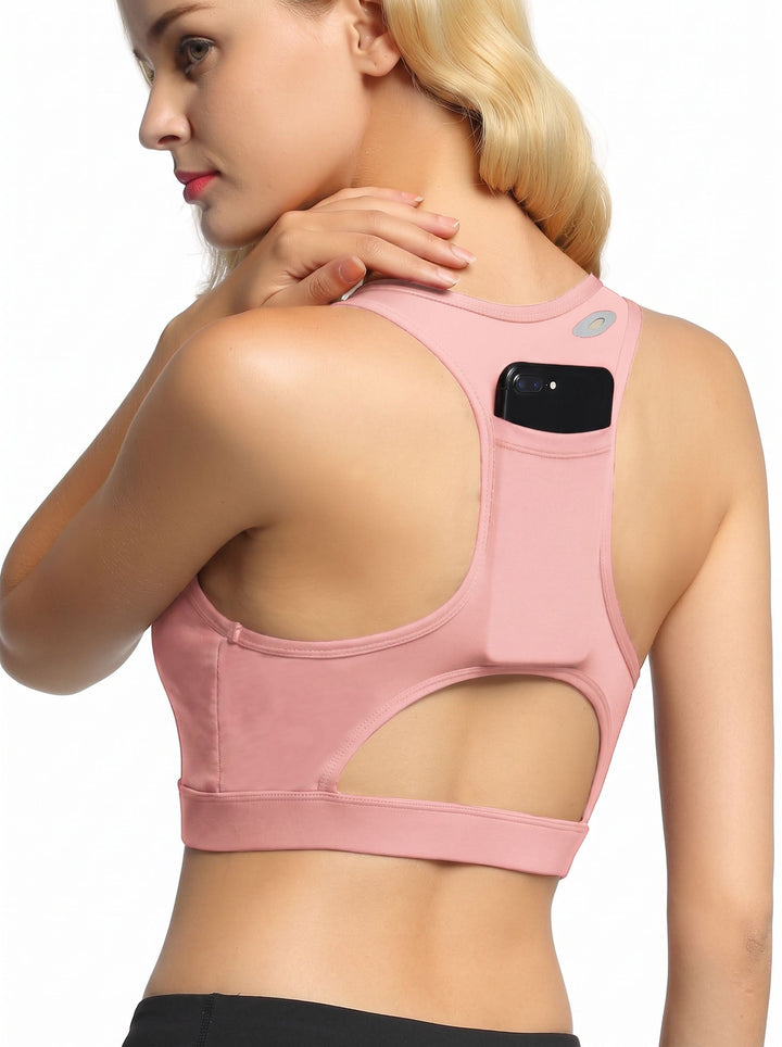Phone Pocket Backless Sports Bra