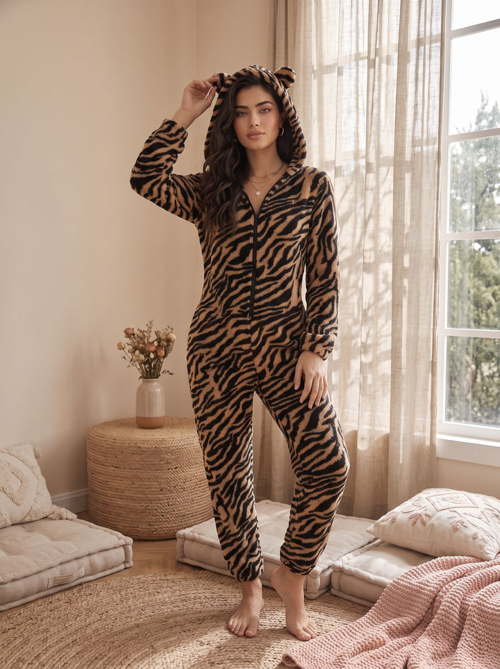 Cozy Plush Tiger Print Onesie